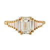 classic Emerald-cut engagement ring with tapered needle baguette diamonds