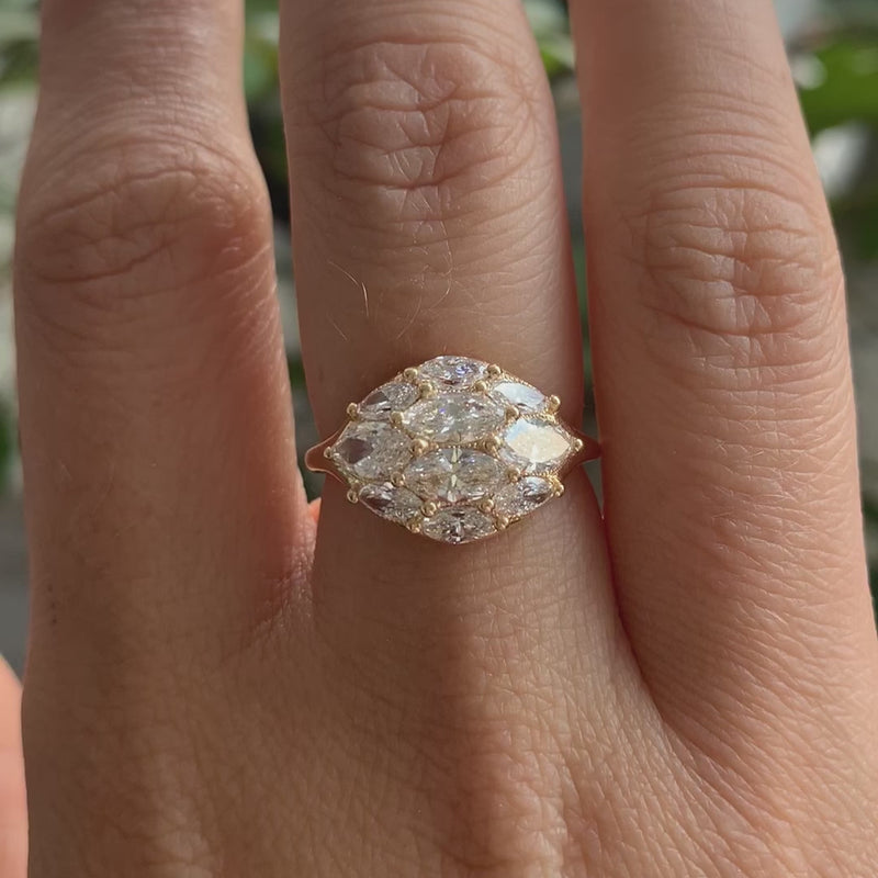 Dome-Marquise-Diamond-Gold-Engagement-Statement-Ring-video