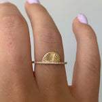 Golden-Sundial-Wedding-Band-with-a-Brilliant-Diamond-Pave-VIDEO