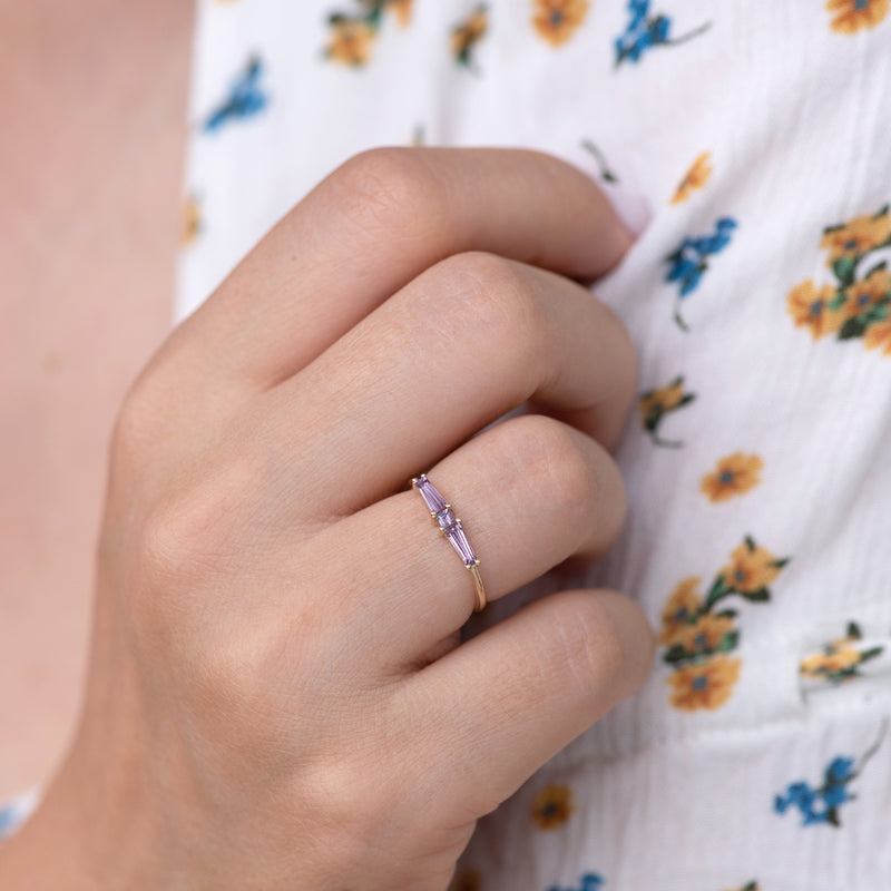 Lilac needle baguette ring3