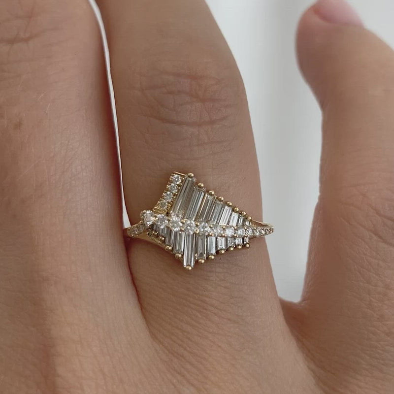 Asymmetrical-Baguette-Cluster-Ring-with-Round-Diamond-Beams-VIDEO