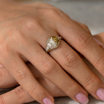 Sun & Star Engagement Ring with Crescent Fancy Color Diamond - OOAK4