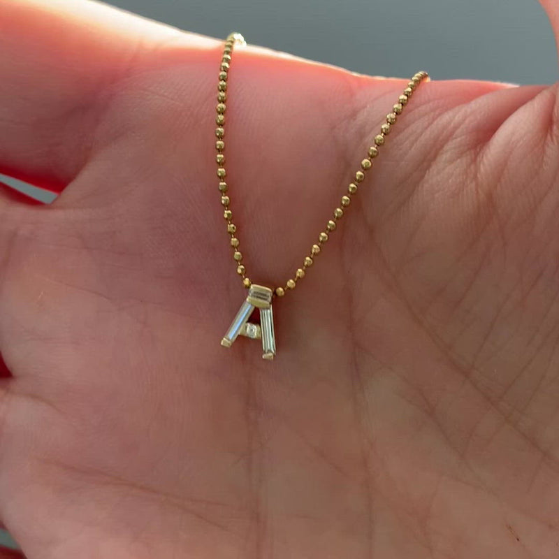 Personalized-Initial-Necklace-with-Baguette-Diamonds-video-A