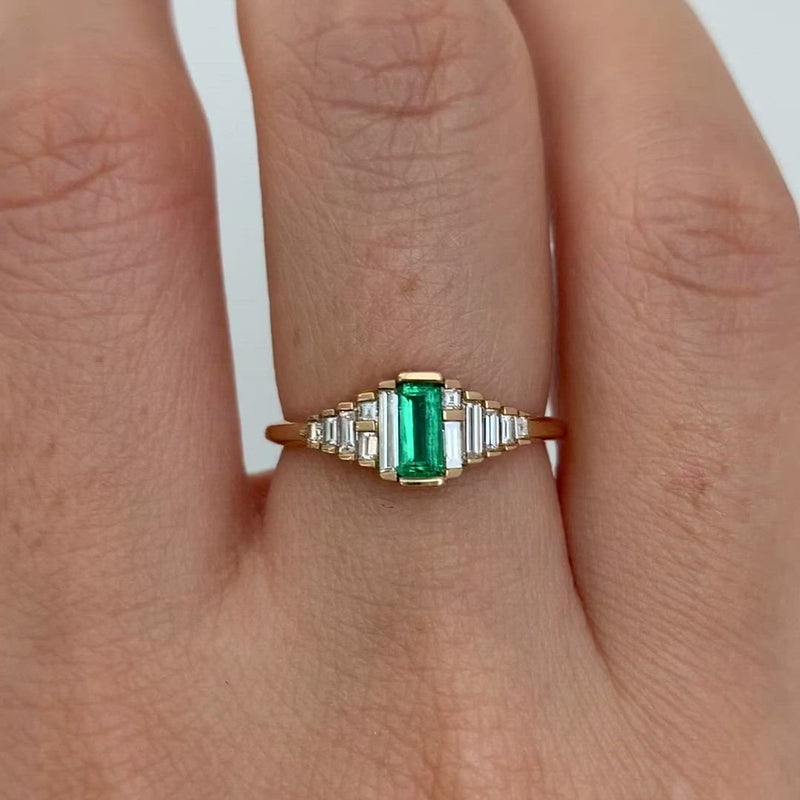 Shop Emerald Engagement Rings Bridal Set | Ohjewel