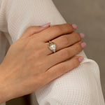 Sun & Star Engagement Ring with Crescent Fancy Color Diamond - OOAK2