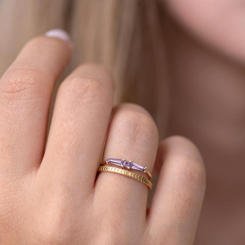 Lilac needle baguette ring7
