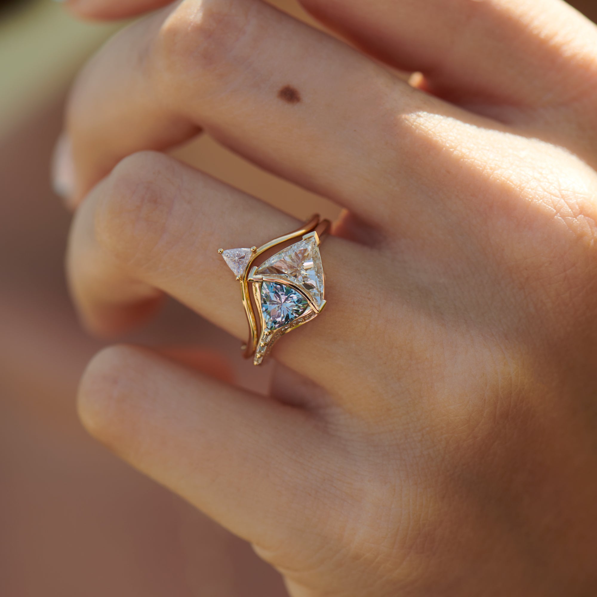 Black Triangle Salt and Pepper Diamond Engagement Ring Set with Diamond  Pave Wedding Band - Aurelius Jewelry