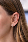 Art Deco Diamond Earrings on Ear side angle alternate 