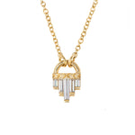 Art Deco Diamond Necklace with Baguette Cut Diamonds - S