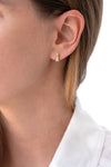 Art Deco Diamond Earrings on Ear other angle 