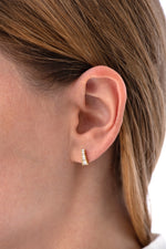 Art Deco Diamond Earrings on Ear side view 