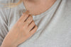 Art Deco Diamond Wedding Band - Geometric Diamond Ring on Hand Front View 