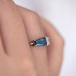 Art Deco Diamond and Sapphire Ring on finger side