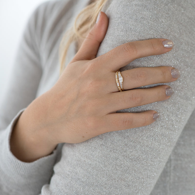 Art Deco Engagement Ring - Diamond Tiara on Hand 