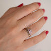 Art Deco Sapphire Ring in Lilac on Hand front view in set 