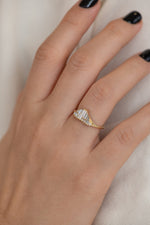 Art Deco Style Engagement Ring on Hand Up Close Side View