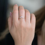 Art Deco Wedding Ring - Tapered Baguette Diamond Ring on Hand Front View 