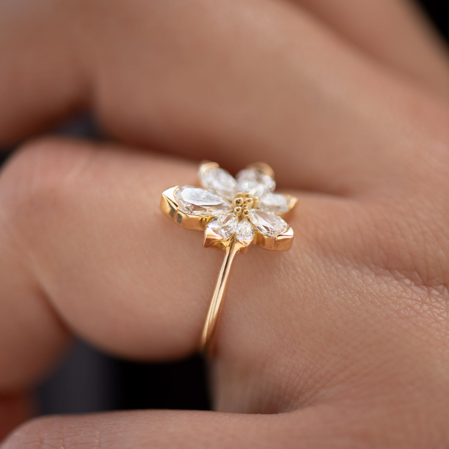 Flower Diamond Engagement Ring – ARTEMER