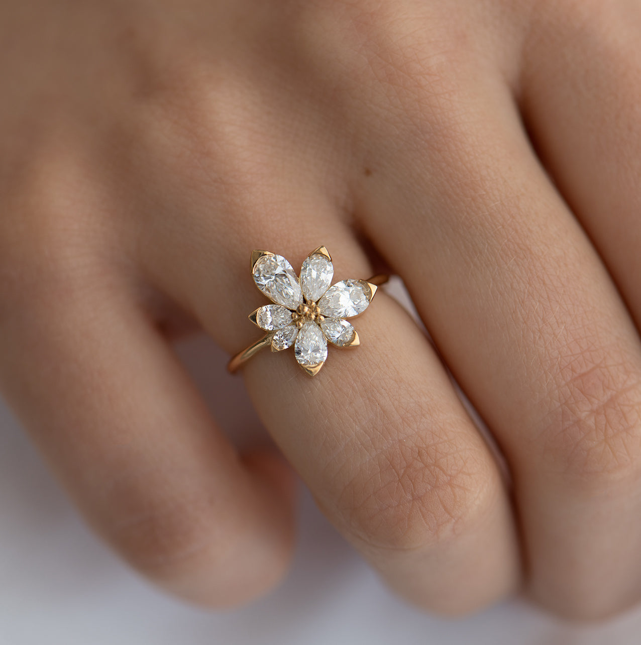 Flower Diamond Engagement Ring – ARTEMER