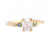 Asymmetric Diamond Cluster Engagement Ring with Aquamarine And Mint Garnet