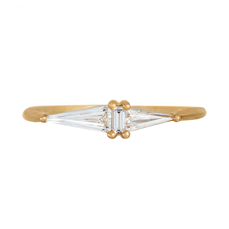 Asymmetrical Engagement Ring - Arrow Diamond Ring - OOAK