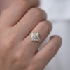 Star Diamond Engagement Ring with White Pearl up close