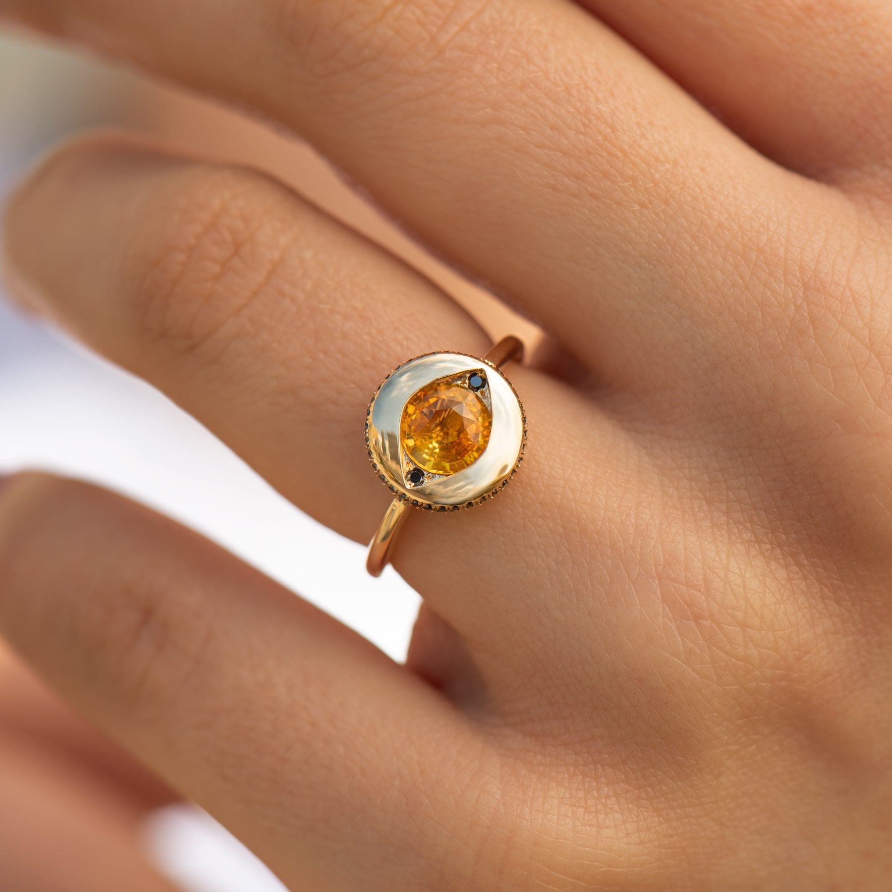 Yellow Sapphire Geometric Engagement Ring | Abby Sparks Jewelry