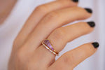 Baguette Cut Sapphire Ring - Purple and Lilac Engagement Ring in Set Alternate Angle 