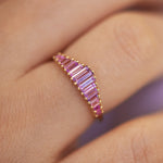 Baguette Cut Sapphire Ring - Purple and Lilac Engagement Ring Detail Shot 