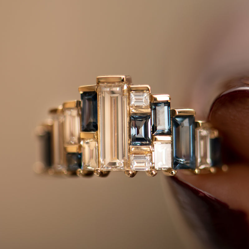 Baguette-Cut-Sapphire-and-Diamond-Tiara-Ring-extreme-closeup