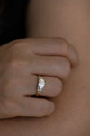 Baguette Diamond Cluster Ring - Art Deco Engagement Ring In Dark on Hand 