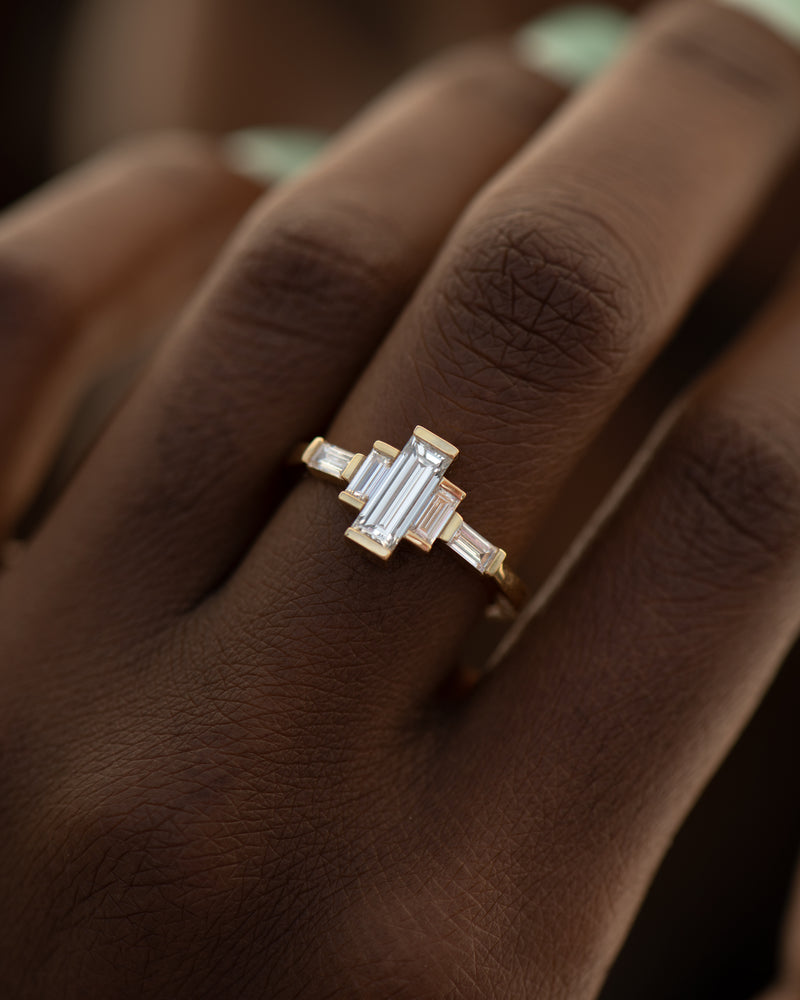 Baguette-Diamond-Engagement-Ring-with-Golden-Framework-top-shot