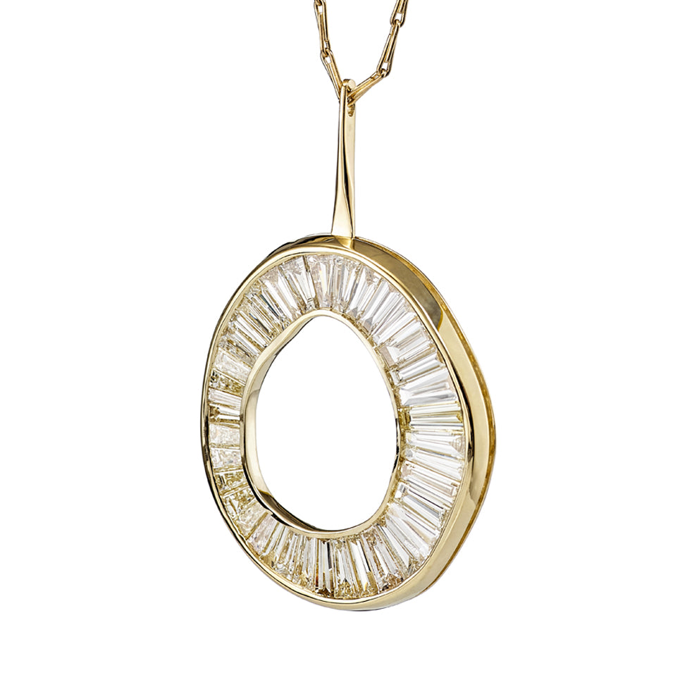 Baguette Diamond Necklace with a Fluid Sphere Pendant – ARTEMER