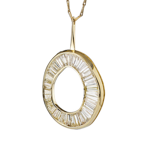 Baguette-Diamond-Necklace-with-a-Fluid-Sphere-Pendant-side-closeup