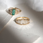 Baguette Cut Diamond Tiara Ring with Top Light Brown Diamonds full sun