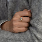 Baguette Cut Aquamarine Ring with Diamonds Hand Shot