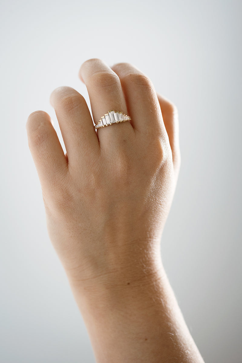 Baguette Cut Diamond Ring on Hand