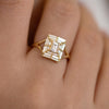Baguette Cut Engagement Ring - Baguette Temple Ring on Hand Detail Shot 