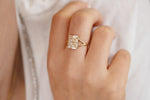Baguette Cut Engagement Ring - Baguette Temple Ring on Hand Up Close on Hand