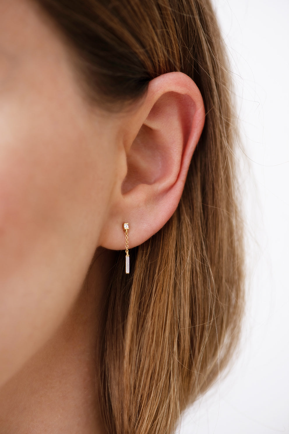 Doves Baguette Diamond Milgrain Drop Earrings in White Gold | E8223 |  Borsheims