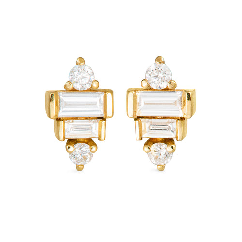 Baguette Diamond Earrings on White 