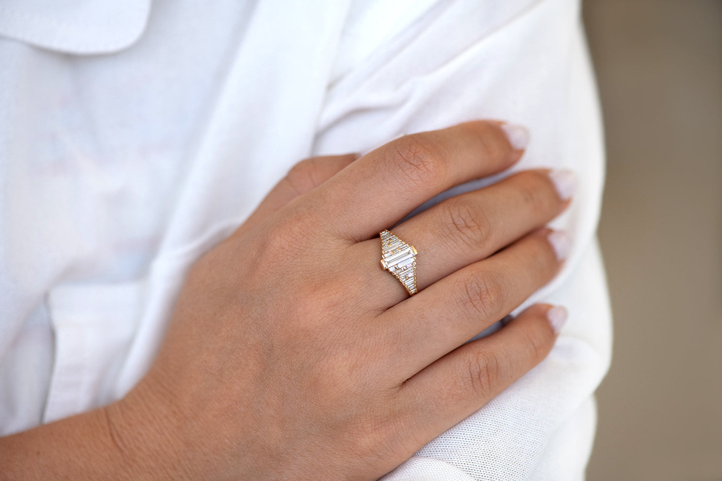 The Nitza Silver Diamond Ring by PC Jeweller
