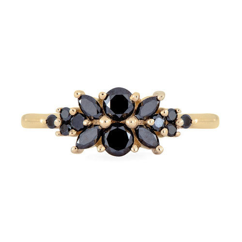 Black Diamond Flora Engagement Ring 