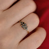 Black Diamond Flora Engagement Ring on Hand Detail Shot 