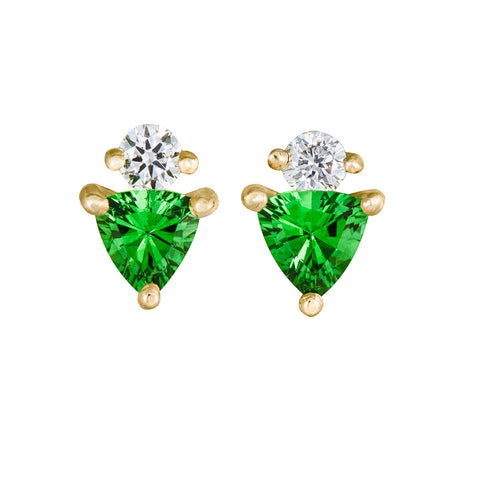 Peridot Studs Titanium Post Earrings, Green Crystal  Pale Green Stud Earrings E1031 display picture 1