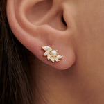 Camellia-Diamond-Pearl-Stud-Earrings-side-shot