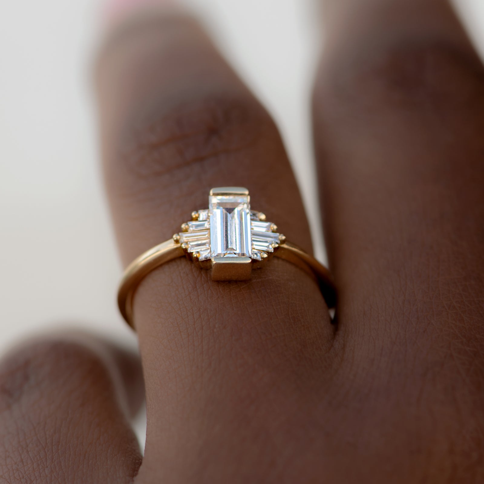 Classic Art Deco Engagement Ring With Baguette Cut Diamonds – Artemer