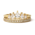 Crown Engagement Ring Set with Pear Cut Diamonds