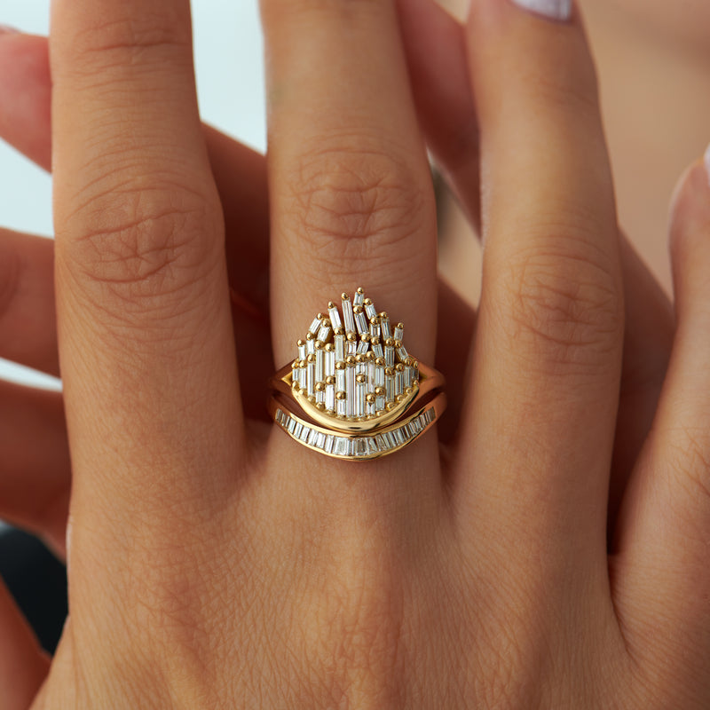 Gentle Wave Baguette Diamond Engagement Ring