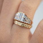 Deco Diamond Engagement Ring with Top Light Brown Baguettes